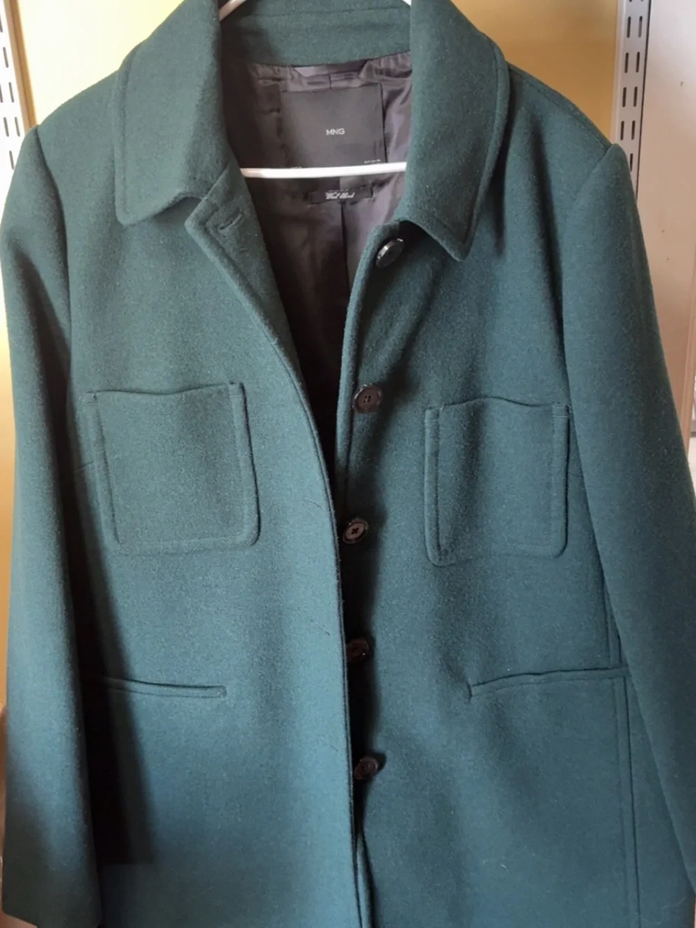 Mango Forest Green Wool Pea Coat